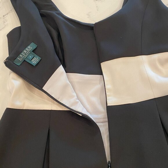 Ralph Lauren - Fit-and-flare, Scoop Neck, Black/Ivory Cocktail Dress - Size 6 - Picture 11 of 11